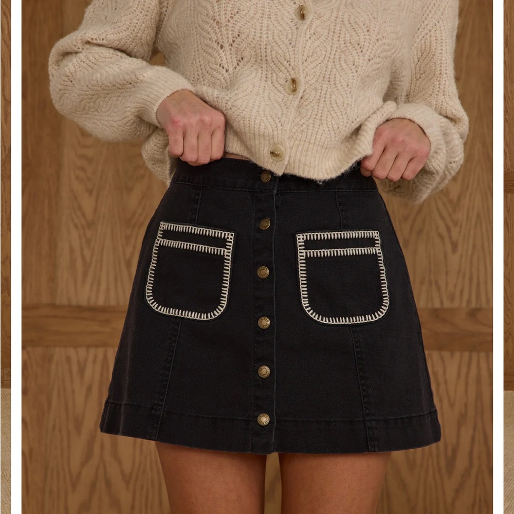 Rylee + Cru Denver Mini Skirt Washed Black